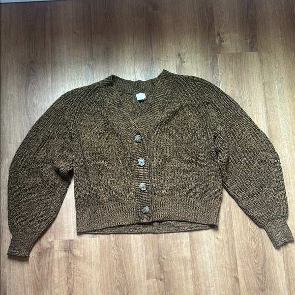 a new day Sweaters - A New Day Brown and‎ Black Balloon-Sleeved Cardigan Sweater
